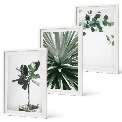 Gröna växter minimalism set om 3 tavlor