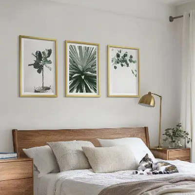 Gröna växter minimalism set om 3 tavlor