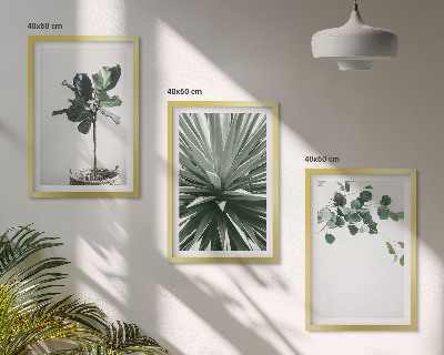 Set om 3 tavlor Gröna växter minimalism