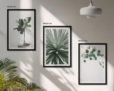 Gröna växter minimalism set om 3 tavlor