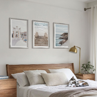 Tavelset ovanför soffa Havsarkitektur Santorini
