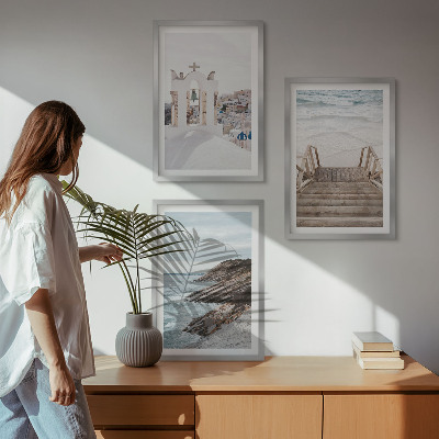 Tavelset ovanför soffa Havsarkitektur Santorini