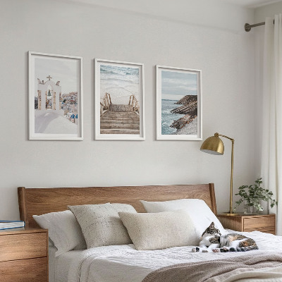 Tavelset ovanför soffa Havsarkitektur Santorini