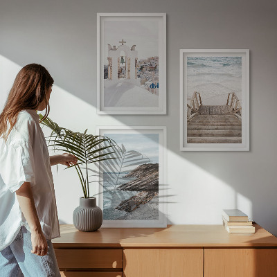Tavelset ovanför soffa Havsarkitektur Santorini