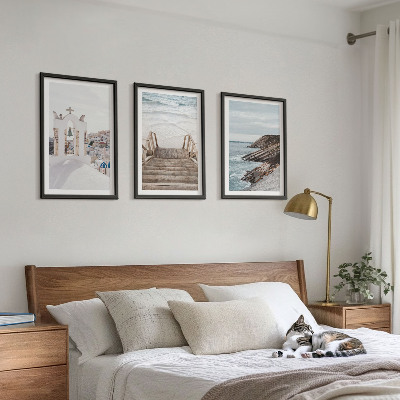 Tavelset ovanför soffa Havsarkitektur Santorini