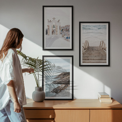 Tavelset ovanför soffa Havsarkitektur Santorini