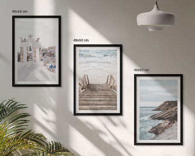 Tavelset ovanför soffa Havsarkitektur Santorini