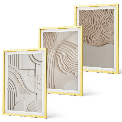 Set om 3 tavlor Abstrakta mönster beige vita