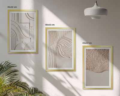 Set om 3 tavlor Abstrakta mönster beige vita