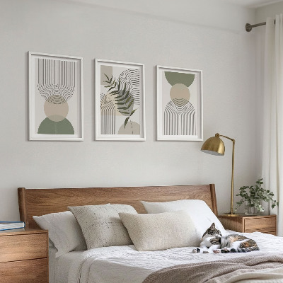 Tavelpaket med ramar Abstrakta former med grönska