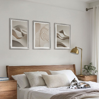 Tavelpaket med ramar Abstrakta beige vågor