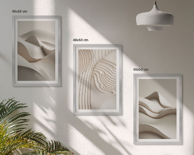 Tavelpaket med ramar Abstrakta beige vågor