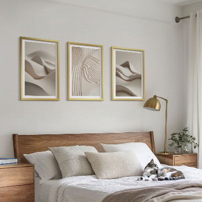 Tavelpaket med ramar Abstrakta beige vågor