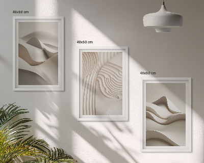 Tavelpaket med ramar Abstrakta beige vågor