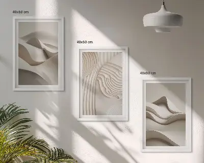 Abstrakta beige vågor tavelset med ramar