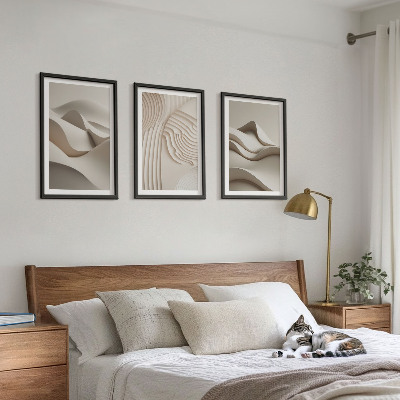 Tavelpaket med ramar Abstrakta beige vågor