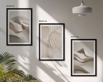 Tavelpaket med ramar Abstrakta beige vågor