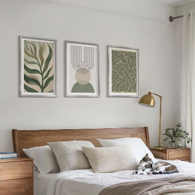 Tavelset ovanför soffa Geometriska bladformer