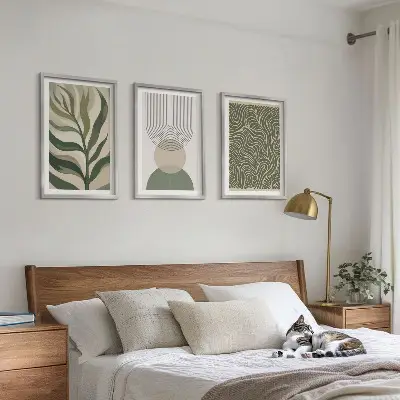Geometriska bladformer tavelset för vägg ovanför soffa
