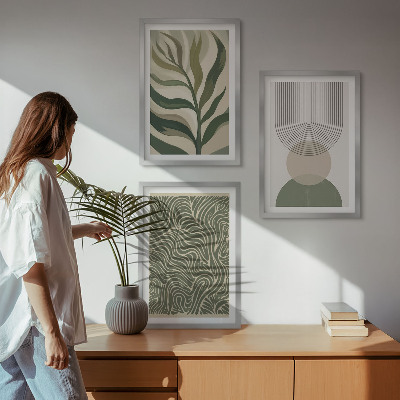 Tavelset ovanför soffa Geometriska bladformer