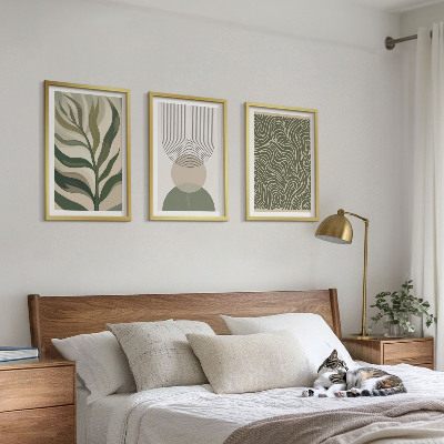 Tavelset ovanför soffa Geometriska bladformer