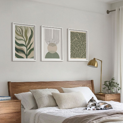Tavelset ovanför soffa Geometriska bladformer