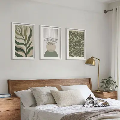 Geometriska bladformer tavelset för vägg ovanför soffa