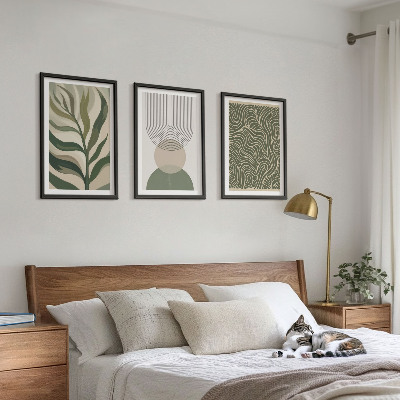 Tavelset ovanför soffa Geometriska bladformer