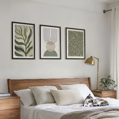 Geometriska bladformer tavelset för vägg ovanför soffa