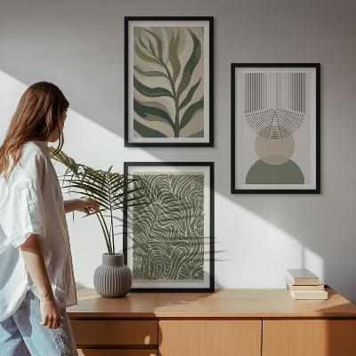 Tavelset ovanför soffa Geometriska bladformer