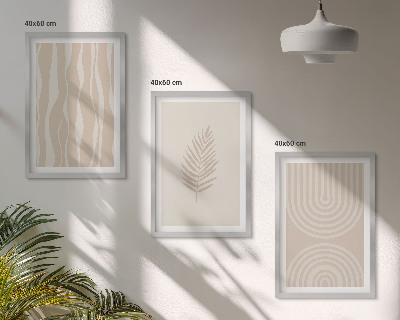 Tavelpaket med ramar Beige växtmönster