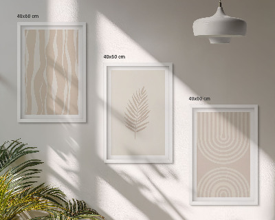 Tavelpaket med ramar Beige växtmönster