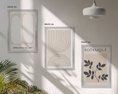 Set om 3 tavlor Boho-affischer med delikata växter