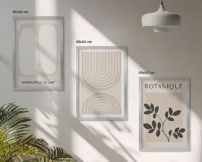 Boho-affischer med delikata växter set om 3 tavlor