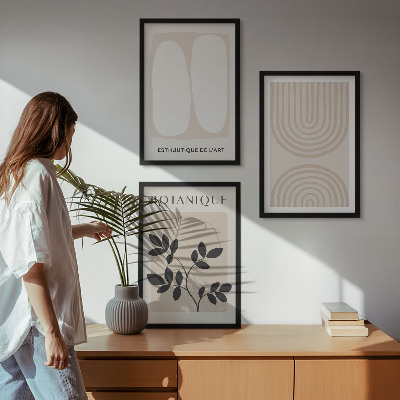 Set om 3 tavlor Boho-affischer med delikata växter