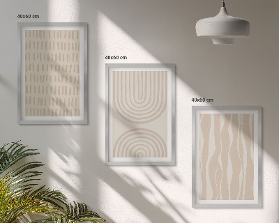 Tavelpaket med ramar Abstrakta beige mönster