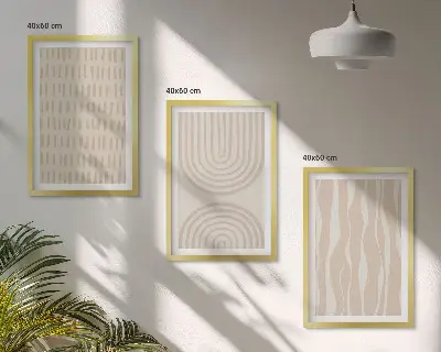Abstrakta beige mönster tavelvägg med ramar