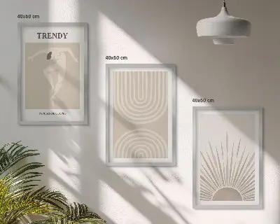 Abstrakta posters i pastellfärgad boho-stil tavelset för väggen ovanför soffan