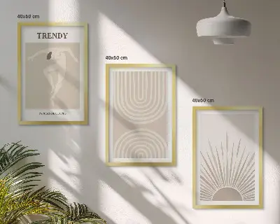 Abstrakta posters i pastellfärgad boho-stil tavelset för väggen ovanför soffan