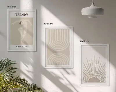 Abstrakta posters i pastellfärgad boho-stil tavelset för väggen ovanför soffan