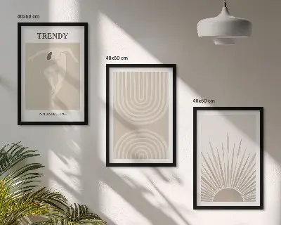 Abstrakta posters i pastellfärgad boho-stil tavelset för väggen ovanför soffan