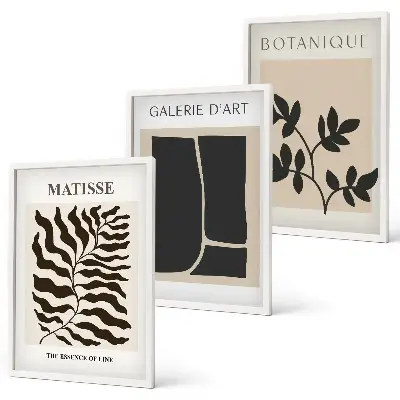 Minimalistiska växtposters set om 3 tavlor