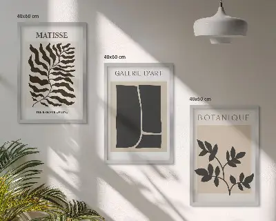 Minimalistiska växtposters set om 3 tavlor