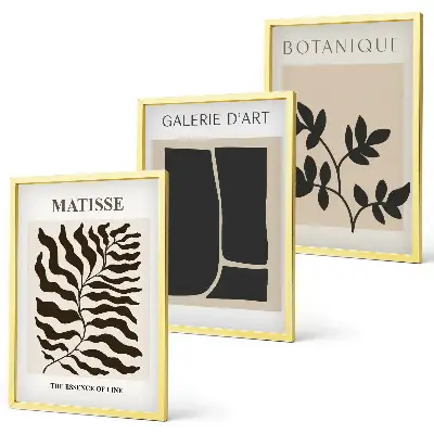 Minimalistiska växtposters set om 3 tavlor