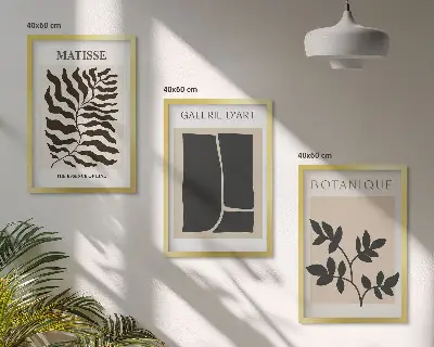 Minimalistiska växtposters set om 3 tavlor