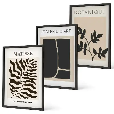 Minimalistiska växtposters set om 3 tavlor