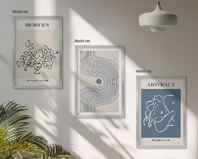 Set om 3 tavlor Blommor linjer abstrakta posters