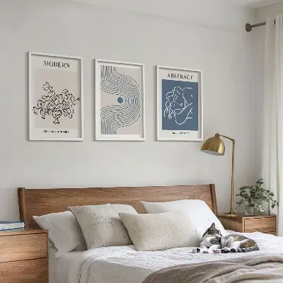 Blommor linjer abstrakta posters set om 3 tavlor