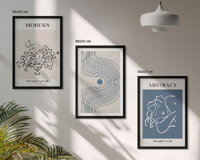 Set om 3 tavlor Blommor linjer abstrakta posters