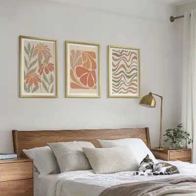 Abstrakta pastellblommor tavelvägg med ramar